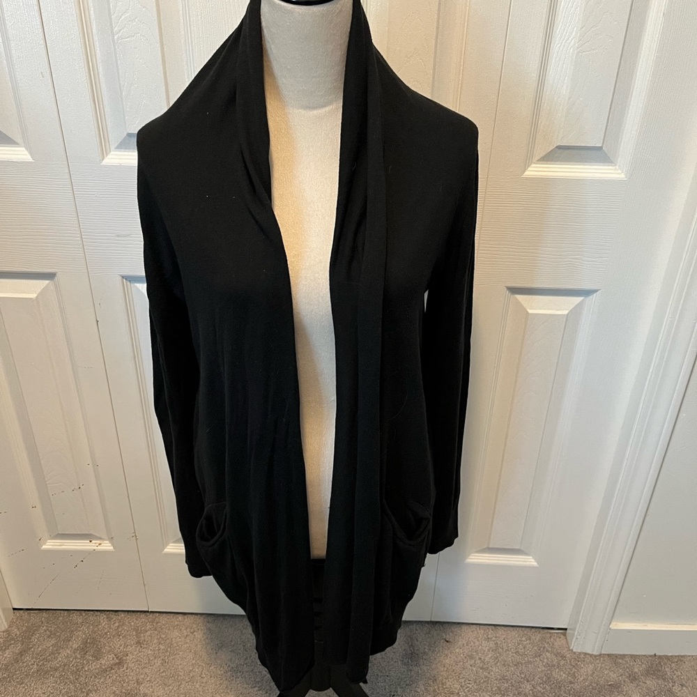 Wilfred from Aritizia size L Women's Black Open Front Sweater silk cashmere mix